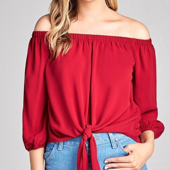 Tops - Dark Red Woven Top